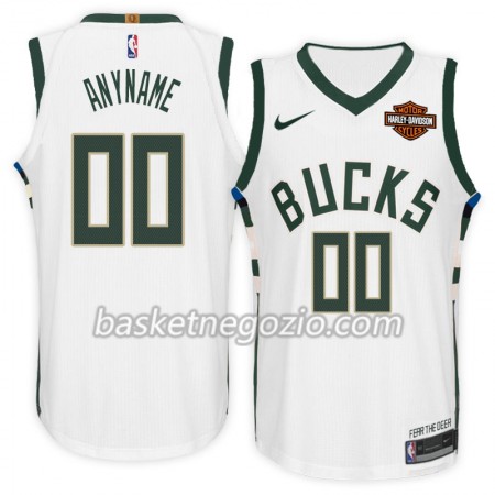 Canotte Uomo Milwaukee Bucks Personalizzate Nike 2017-18 Bianco Swingman